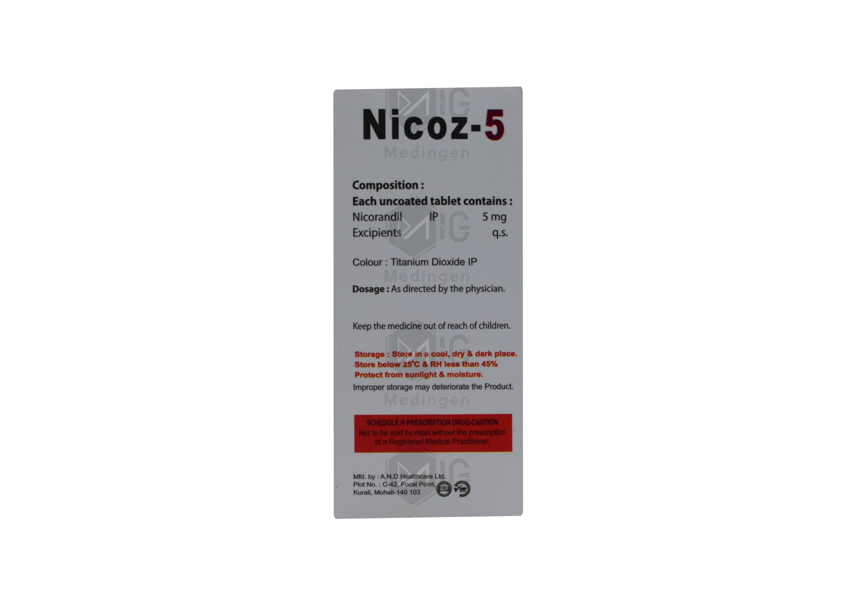 nico様 Nicoz 5mg Tablet: View Uses, Side Effects, Price and Substitutes